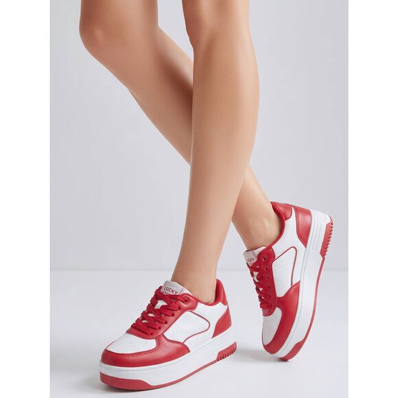 Lucky Step Shoes - ☔️🩵NIB Lucky Step White & Red Platform Shoes Size 8